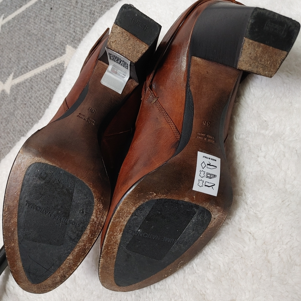 CNC Costume National Cognac Leather Ankle Booties with Buckle Strap - Picture 7 of 11